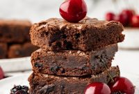 Fudgy Dark Chocolate Tart Cherry Brownies