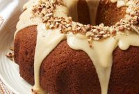 Decadent Brown Sugar Spice Cake with Rum Caramel Glaze