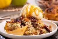 Warm Spiced Caramel Apple Pear Cobbler
