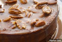 Velvet Chocolate Soufflé Cake with Caramel Pecan Crunch