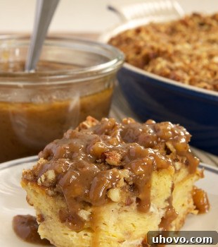 Praline Bread Pudding with Caramel-Pecan Sauce - a decadent dessert.