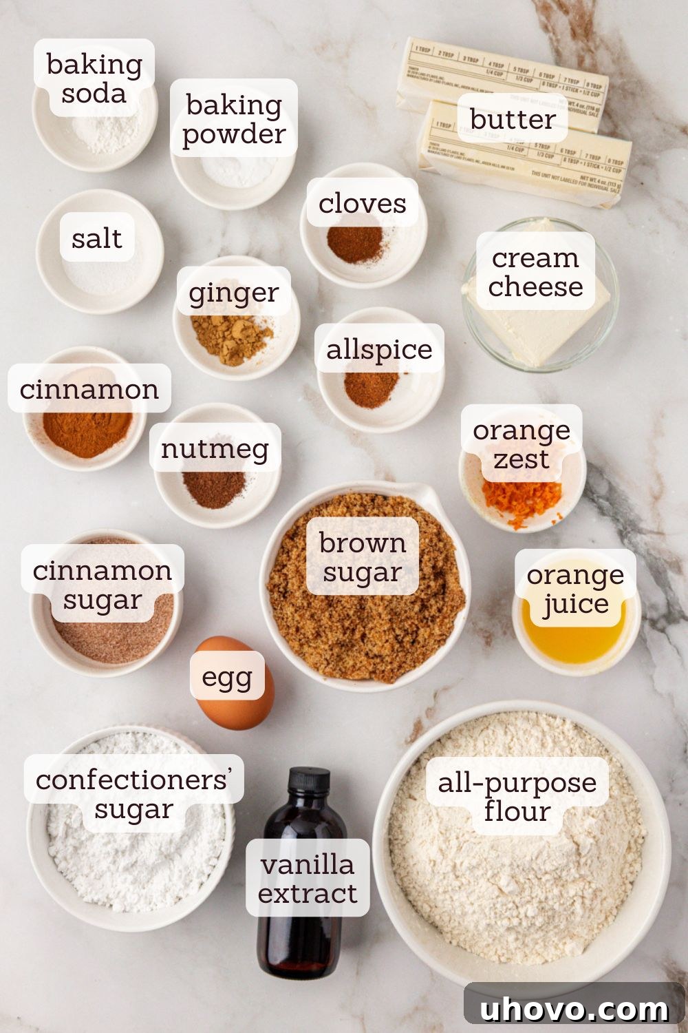overhead view of ingredients for sugar and spice cookies