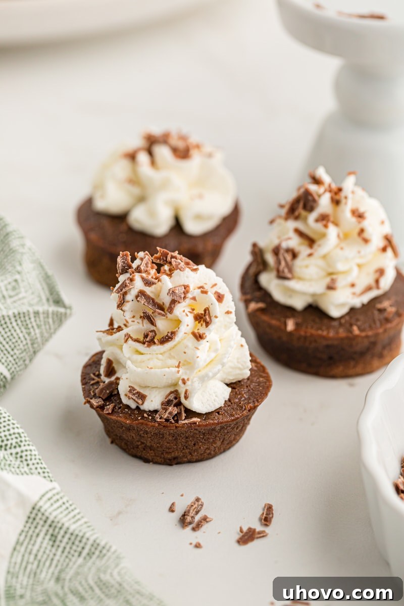 Delicate chocolate mousse mini cupcakes arranged artfully