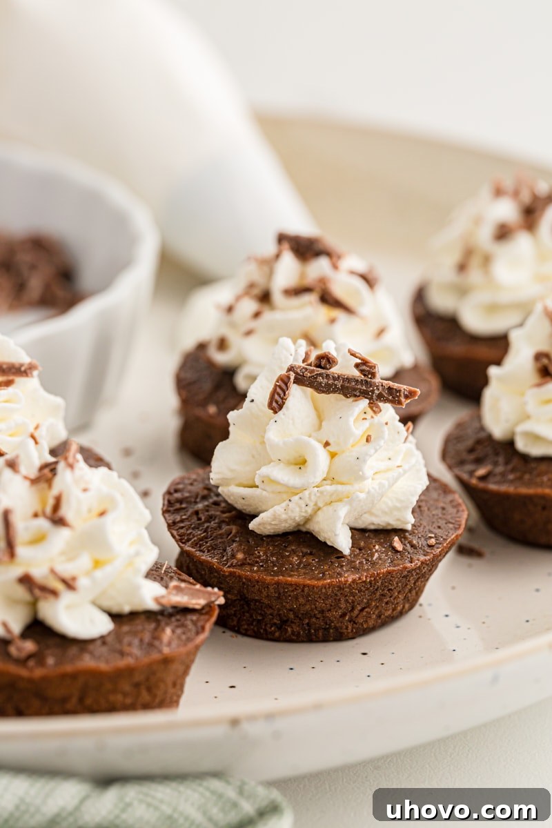 Chocolate mousse mini cupcakes on tray