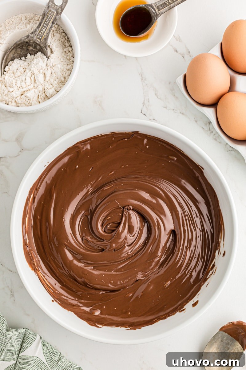 Melted chocolate in a bowl
