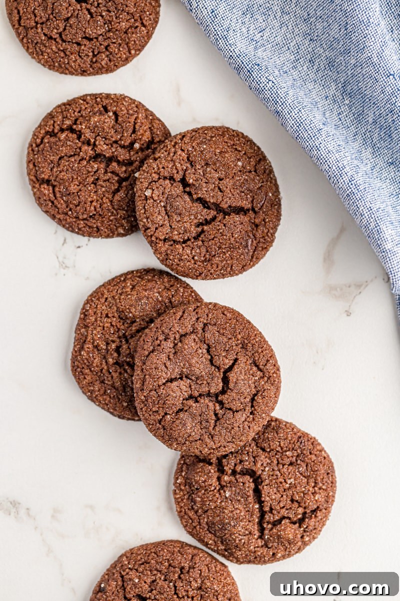Double Chocolate Brownie Cookies arranged on a marble board with some loose chocolate chunks