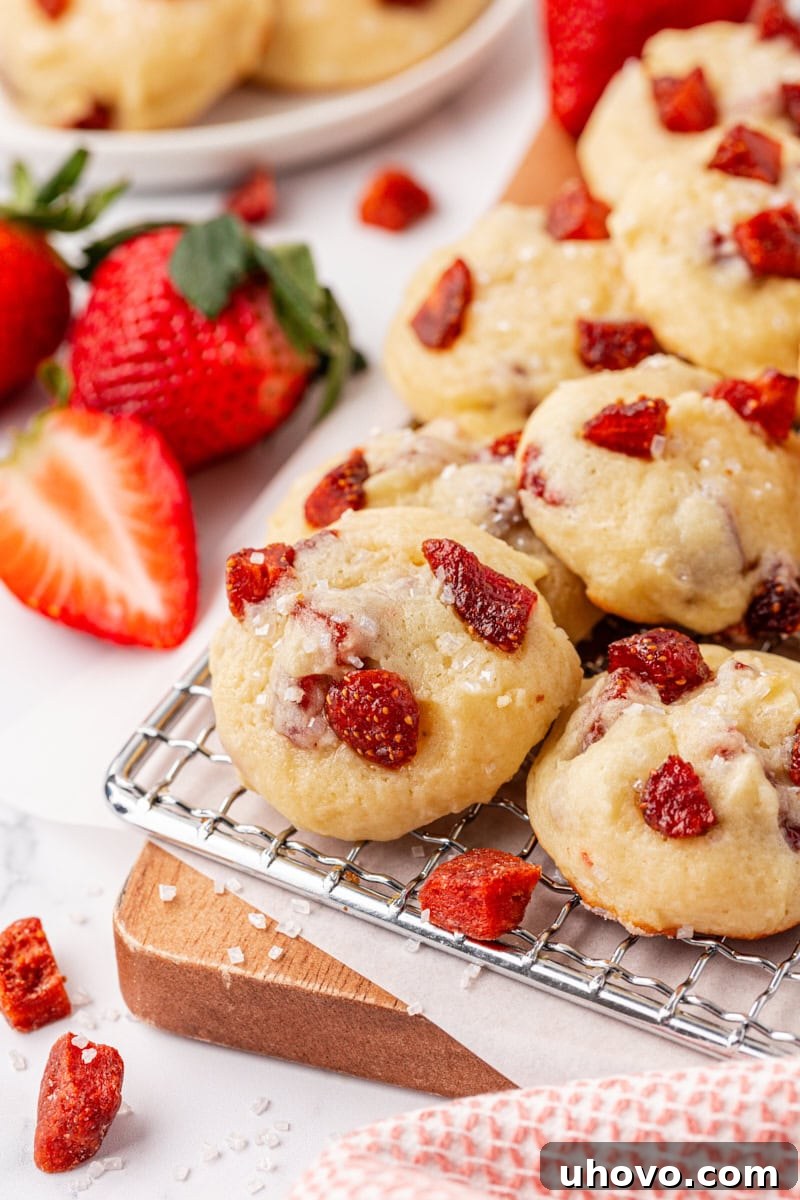Soft, rich, and dotted with sweet dried strawberries, Strawberry Cream Cheese Cookies are a fruity twist on a classic cookie. Perfect for spring, summer, or anytime you’re craving something special.