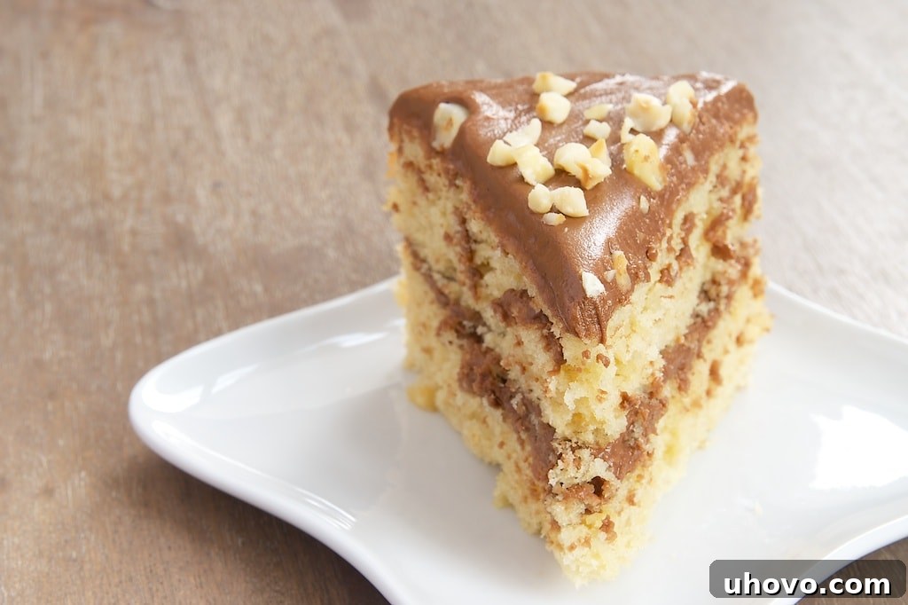 Hazelnut Cake with Mocha Frosting combines sweet, nutty cake with a rich chocolate frosting flavored with espresso.