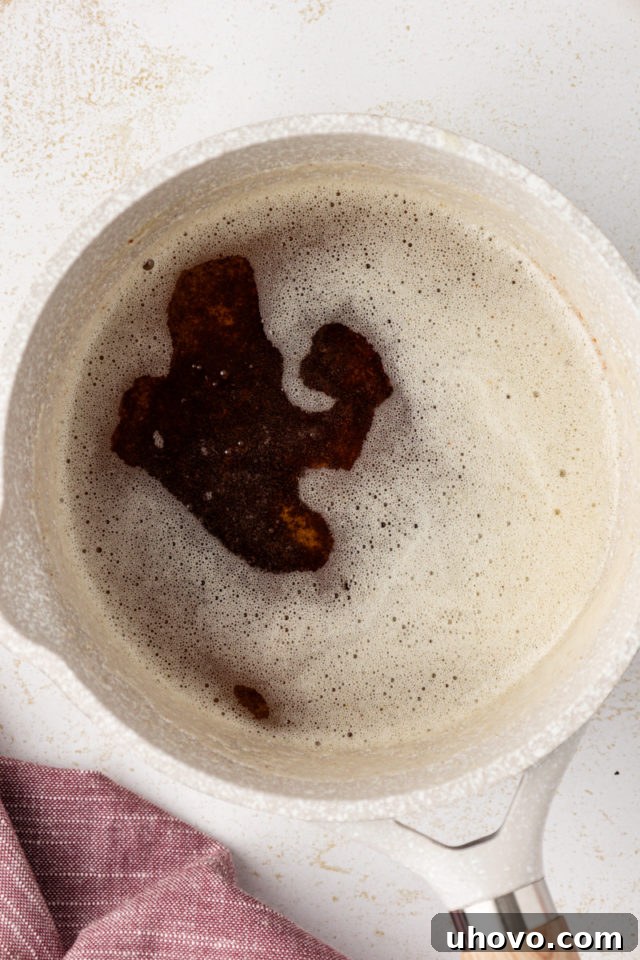 Brown butter in pan