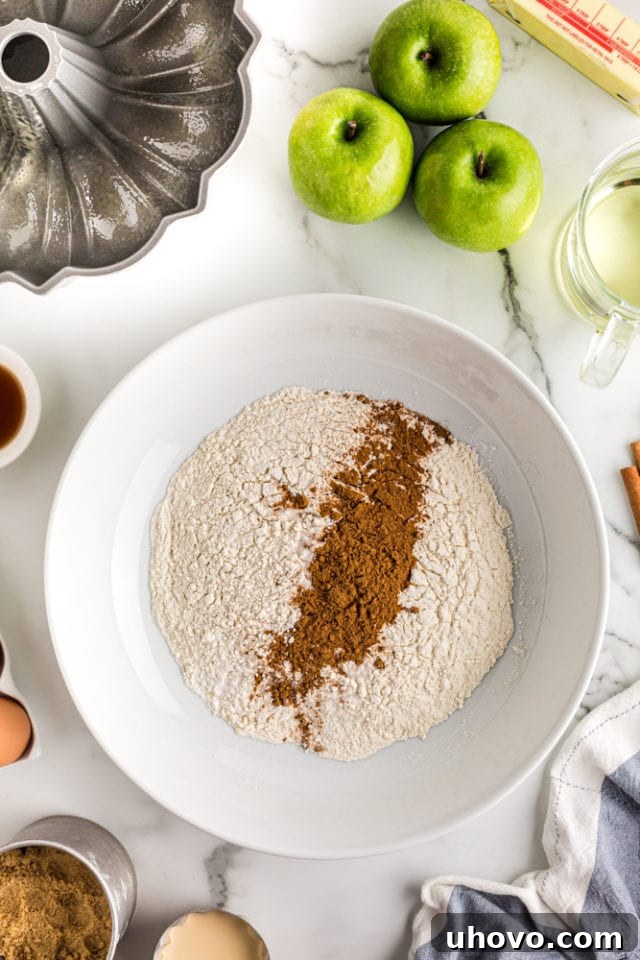 dry ingredients for apple spice cake