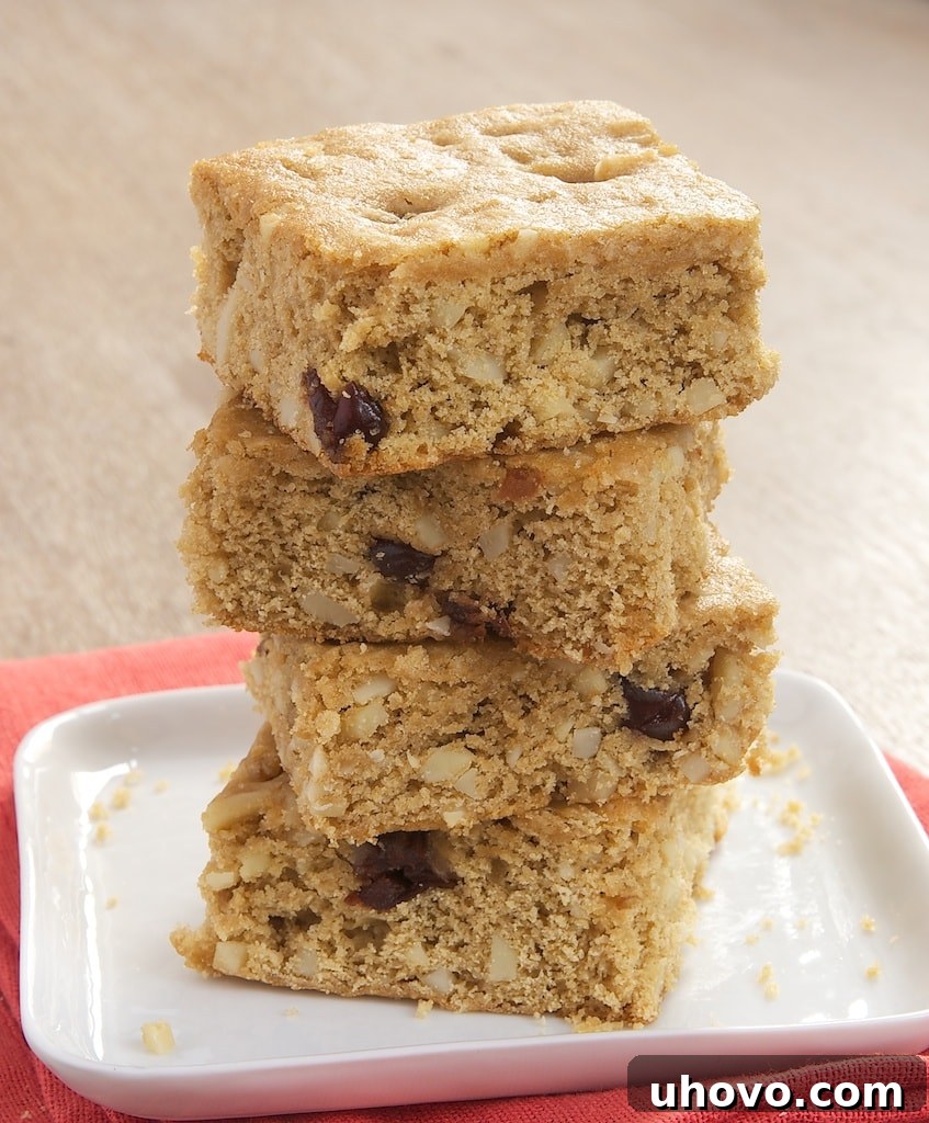Tart dried cherries and crunchy almonds make these Cherry Almond Blondies a terrific sweet snack!