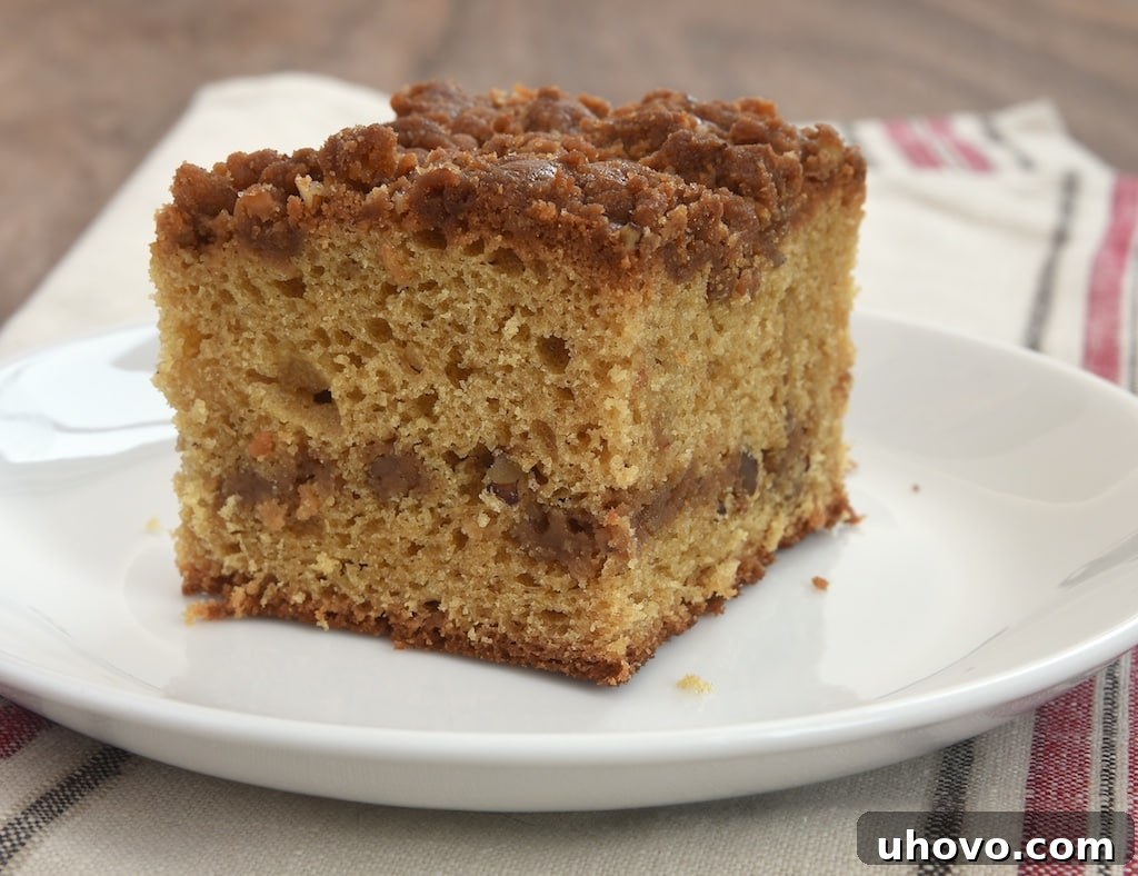 Rich caramel crumb is swirled into and crumbled on top of this Caramel Crumb Coffee Cake. A delicious twist on classic coffee cake!
