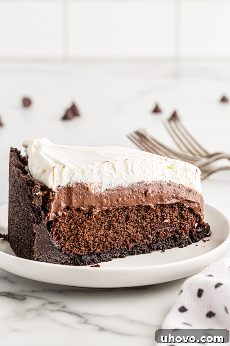 Slice of Mississippi Mud Pie on plate
