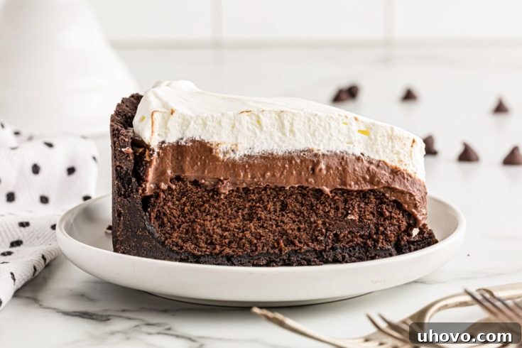 Slice of Mississippi Mud Pie on plate