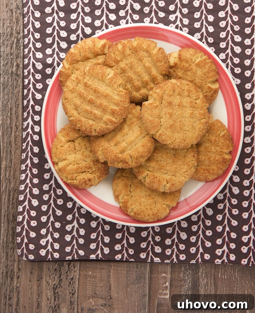 A delightful holiday treat: homemade Peanut Butter Snickerdoodles featuring creamy peanut butter and a sparkling cinnamon-sugar coating.