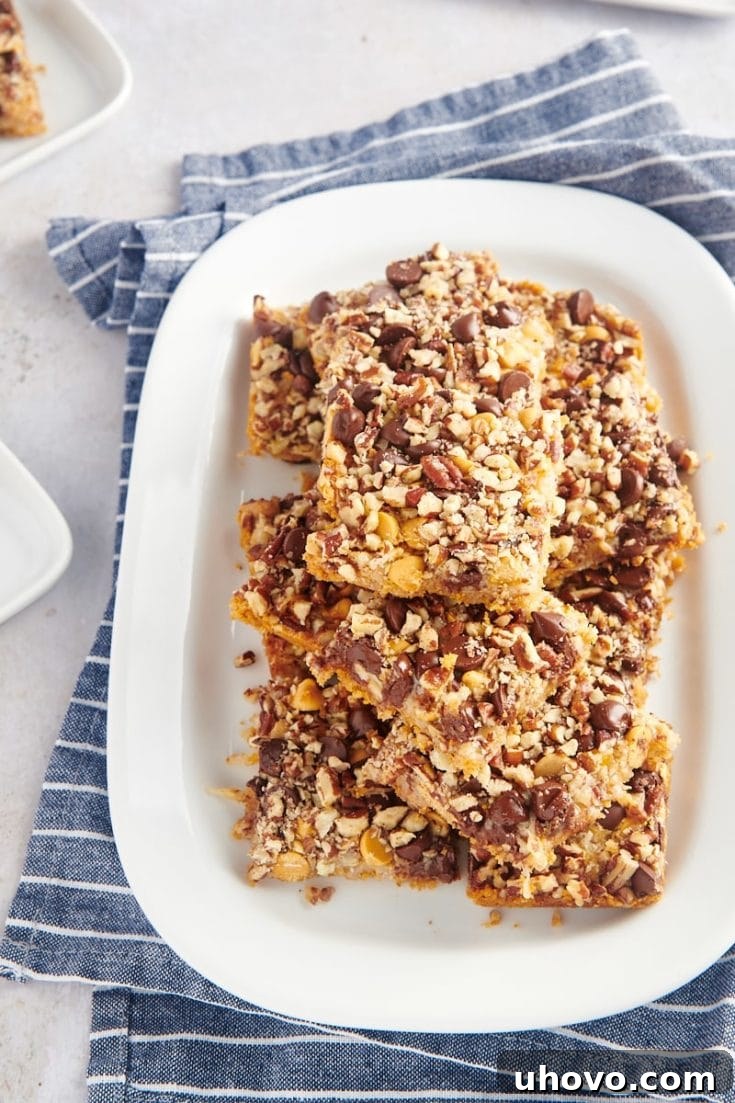 Classic Seven Layer Bars with chocolate, butterscotch, and coconut layers.