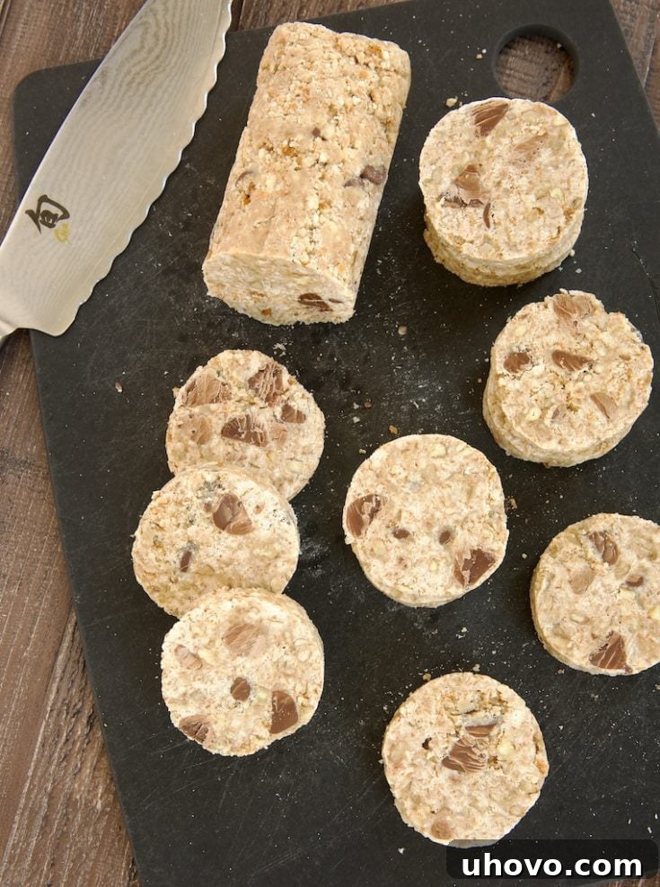 Chocolate Chip Pecan No-Bake Cookies with a chewy texture.