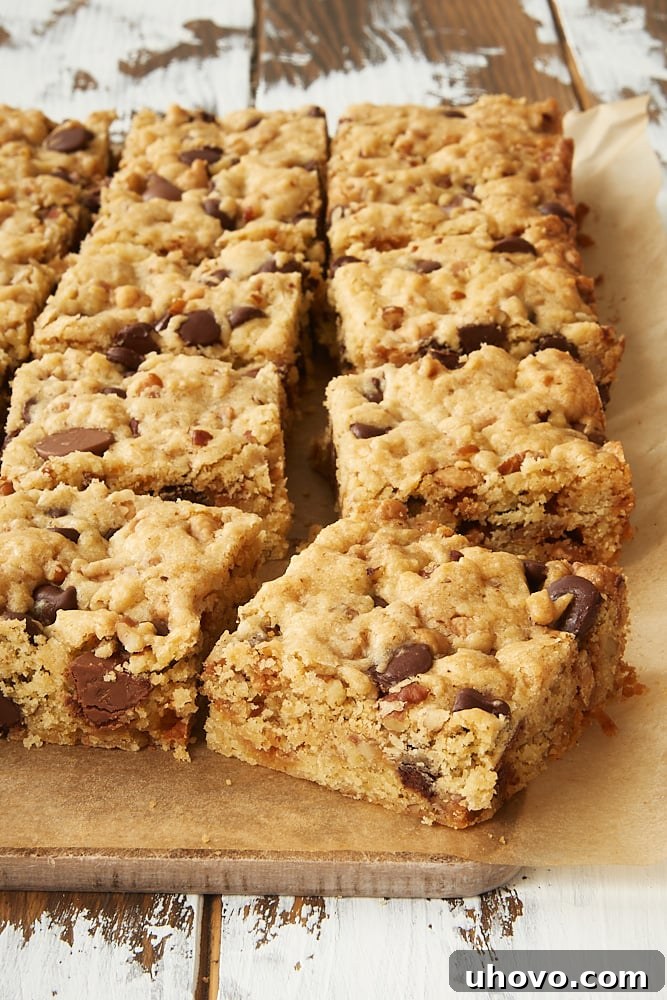 Loaded Chocolate Chip Cookie Bars with various toppings.