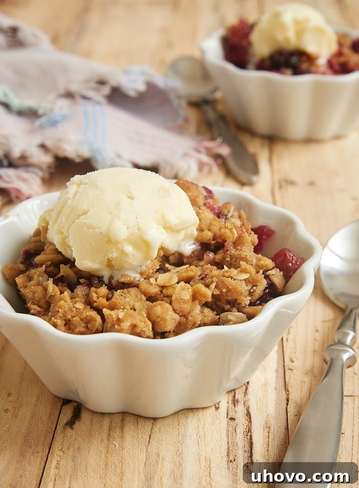 Skillet Berry Crumble with a golden oat topping.