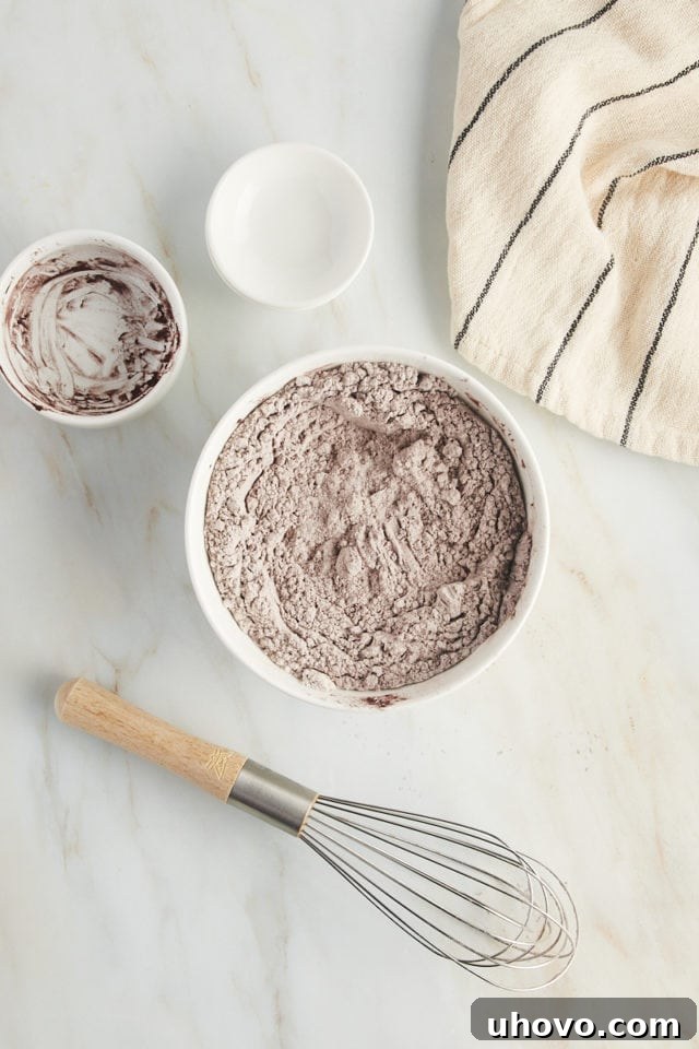 Overhead view of dry ingredients in small bowl