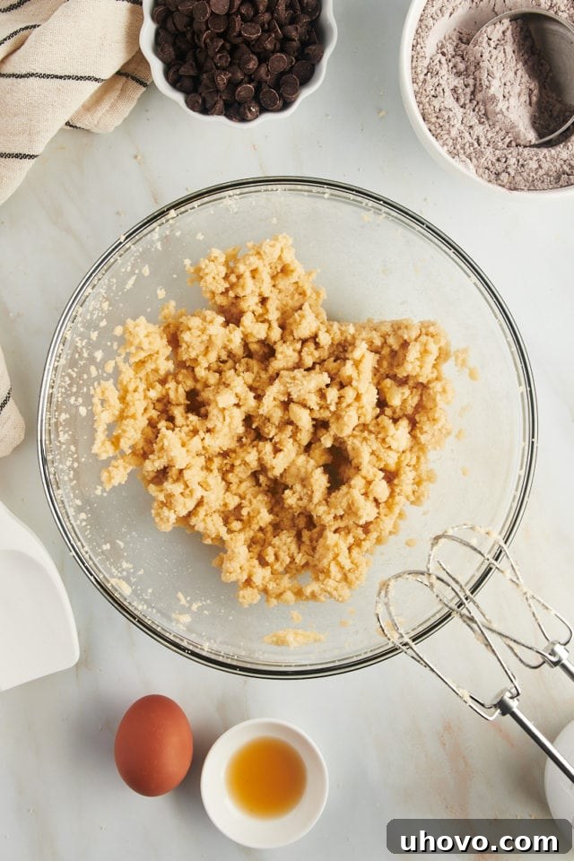 Creamed butter and sugar in mixing bowl
