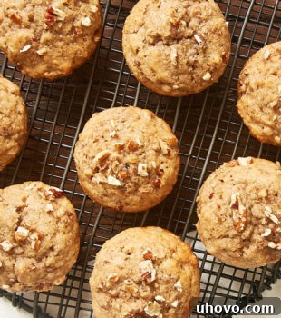 overhead view of Pecan Spice Muffins cooling on a wire rack