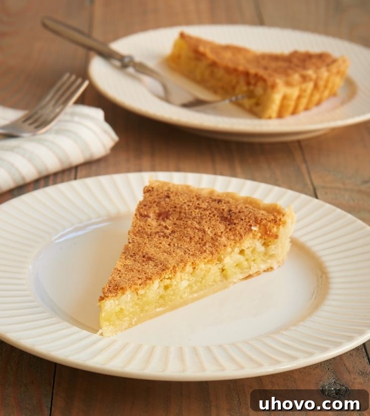 slices of Macaroon Tart with a rich golden top