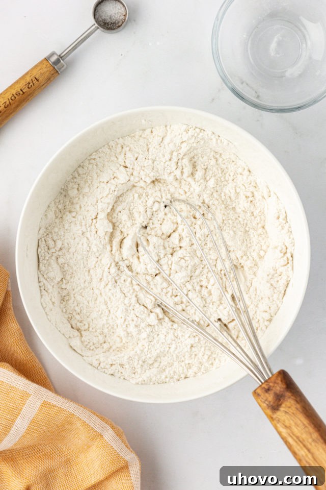 overhead view of combined dry ingredients for chocolate chunk cupcakes