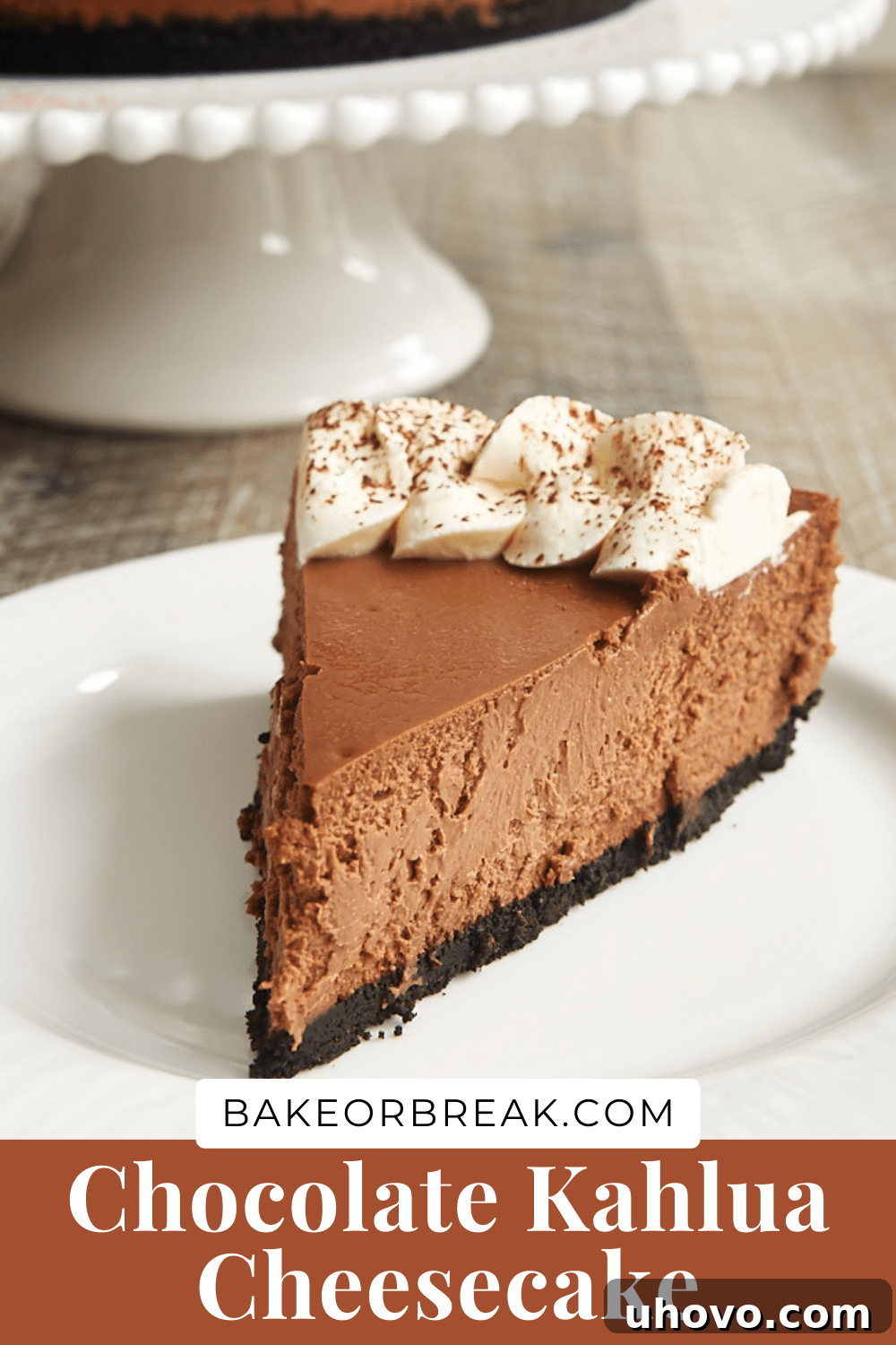 Chocolate Kahlua Cheesecake by bakeorbreak.com - a decadent dessert for chocolate lovers