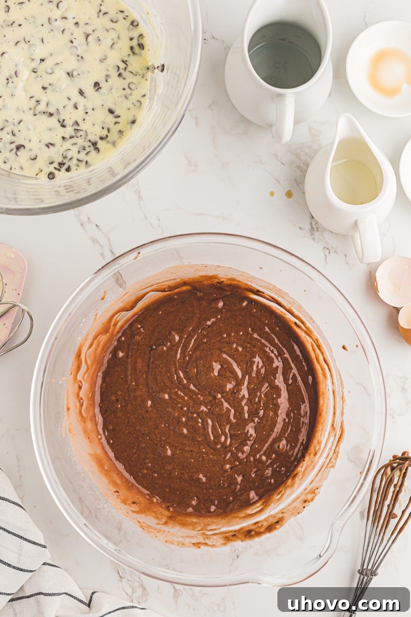 Mixed chocolate cupcake batter