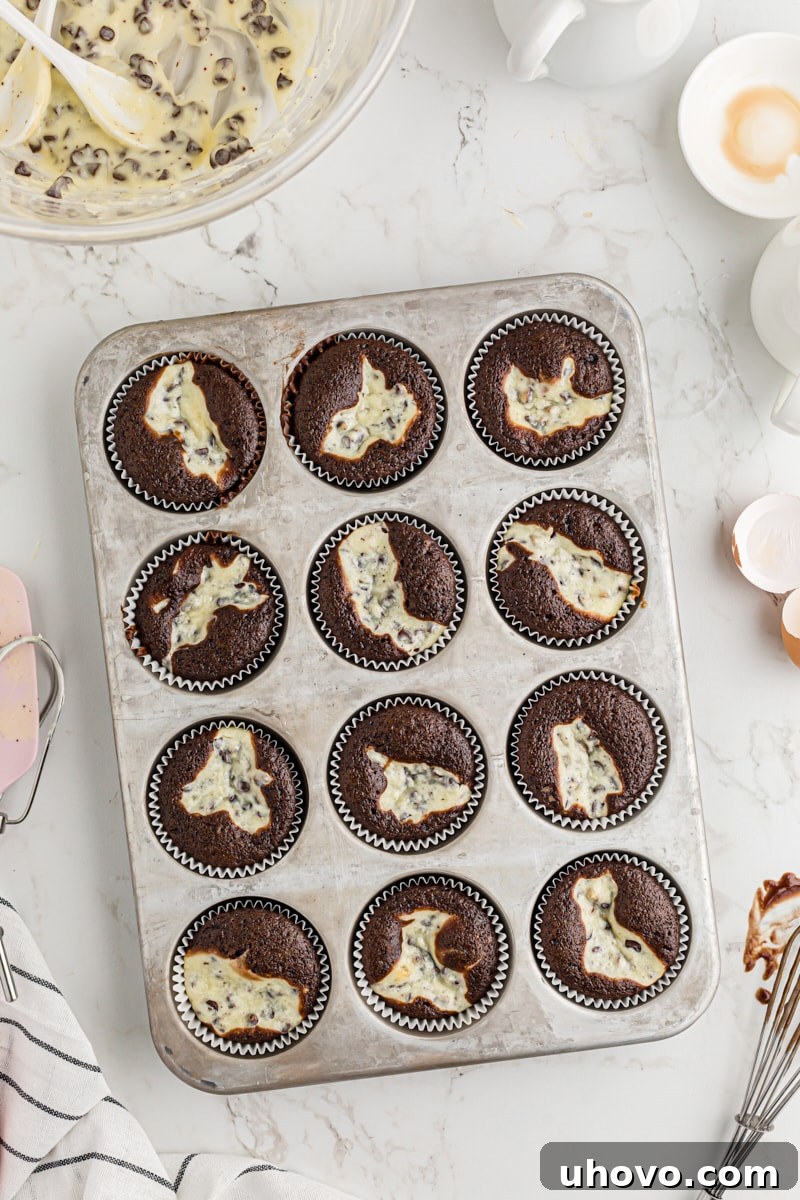 Cooked black bottom cupcakes