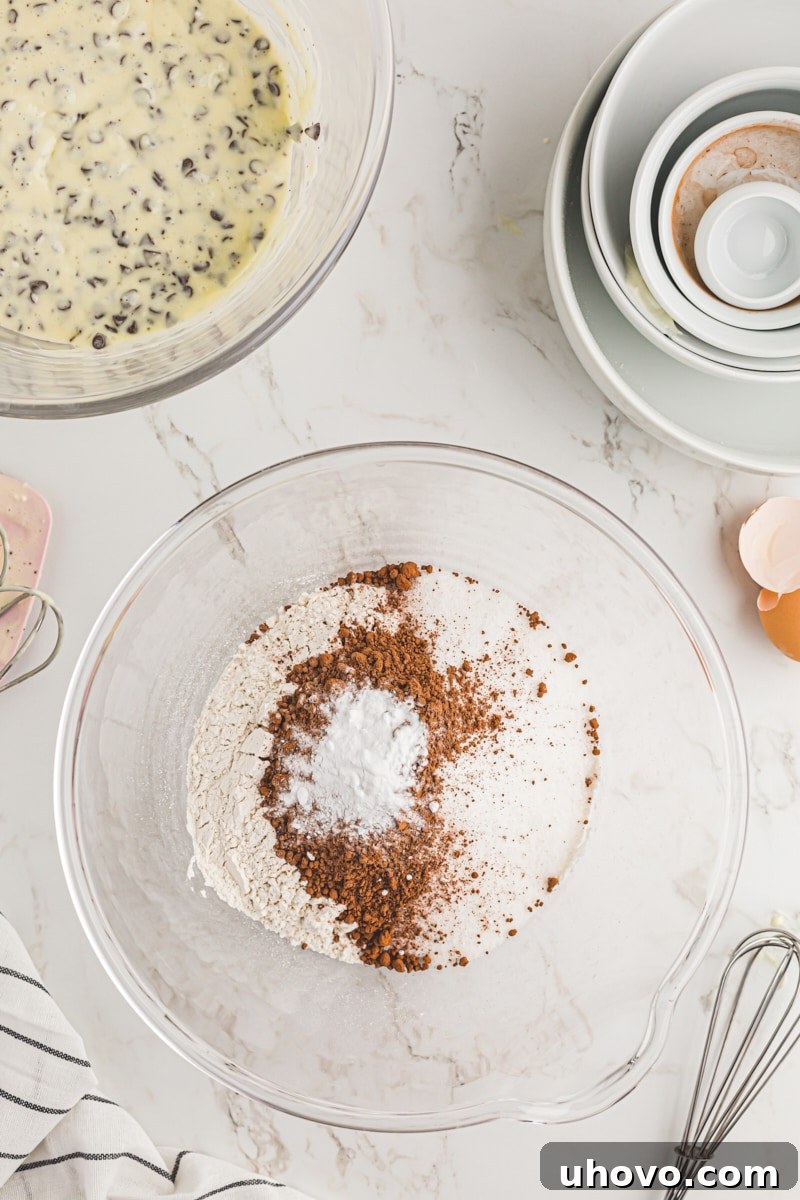 Dry ingredients for black bottom cupcakes