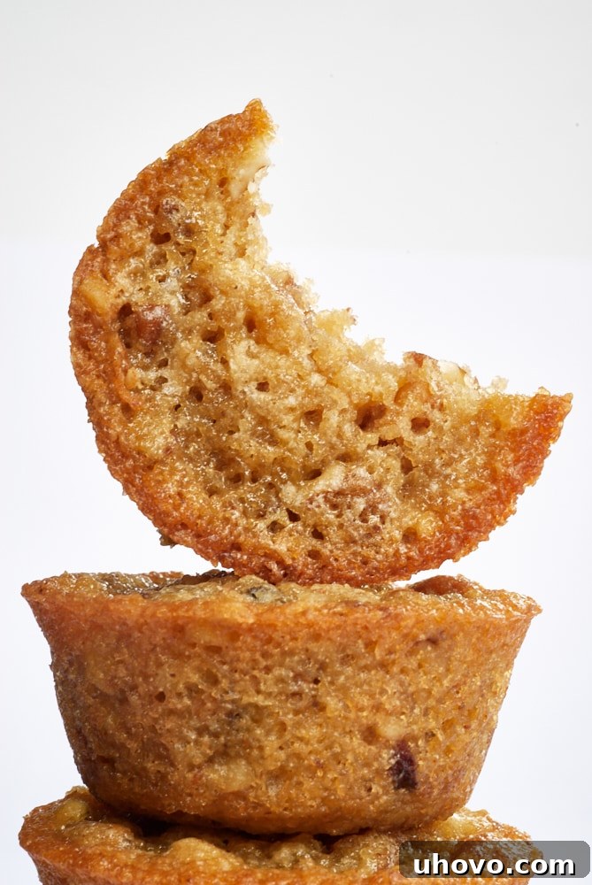 close-up view of a stack of Pecan Pie Cupcakes