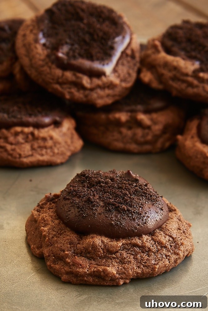 Chocolate Blackout Cookies on a pewter tray