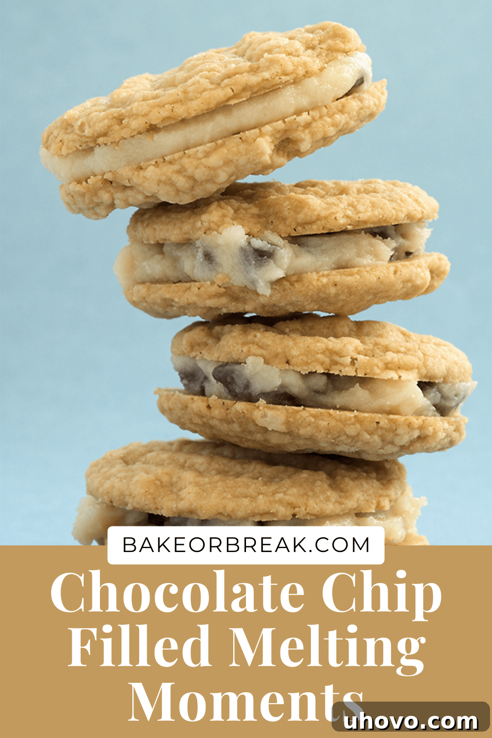 Chocolate Chip Filled Melting Moments by Bake or Break - a top cookie recipe for delicate sandwich cookies