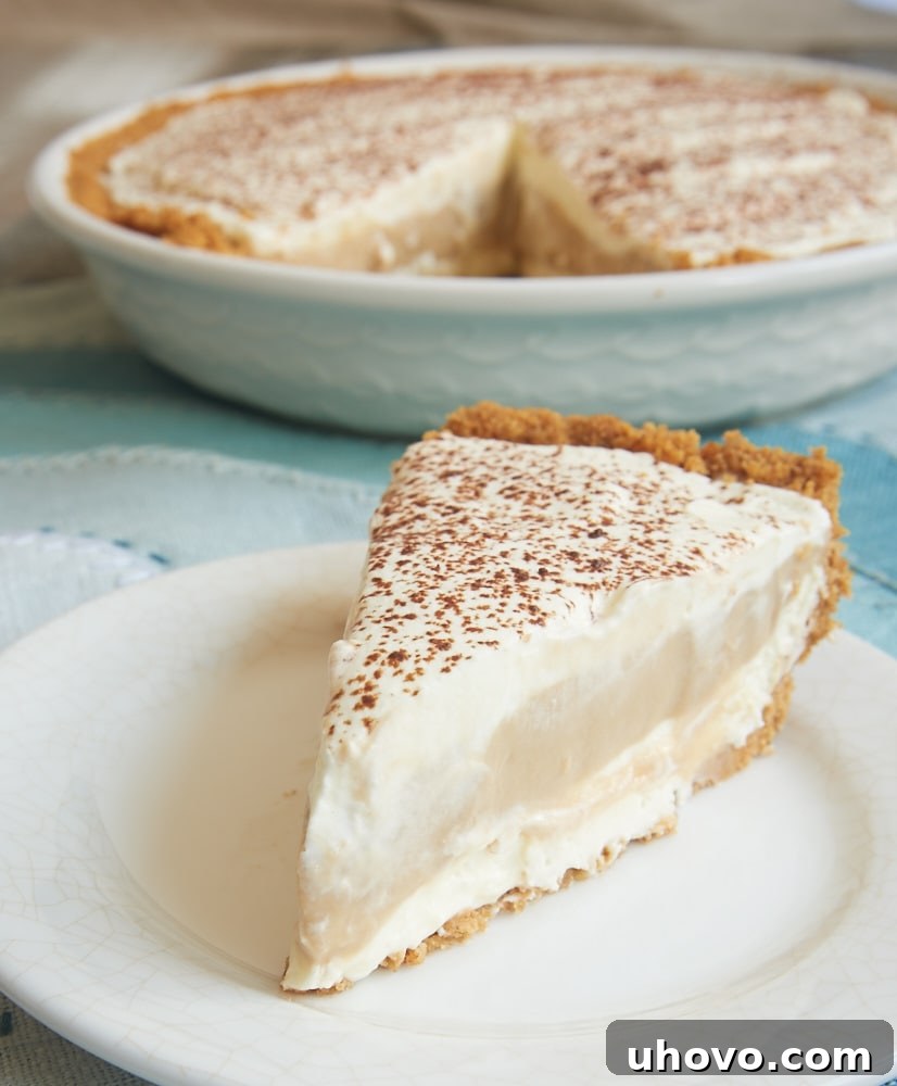 Homemade butterscotch pudding combines with a fluffy, no-bake cheesecake in this delightful Butterscotch Pudding Cheesecake Pie. It's so cool, creamy, and irresistible! - Bake or Break