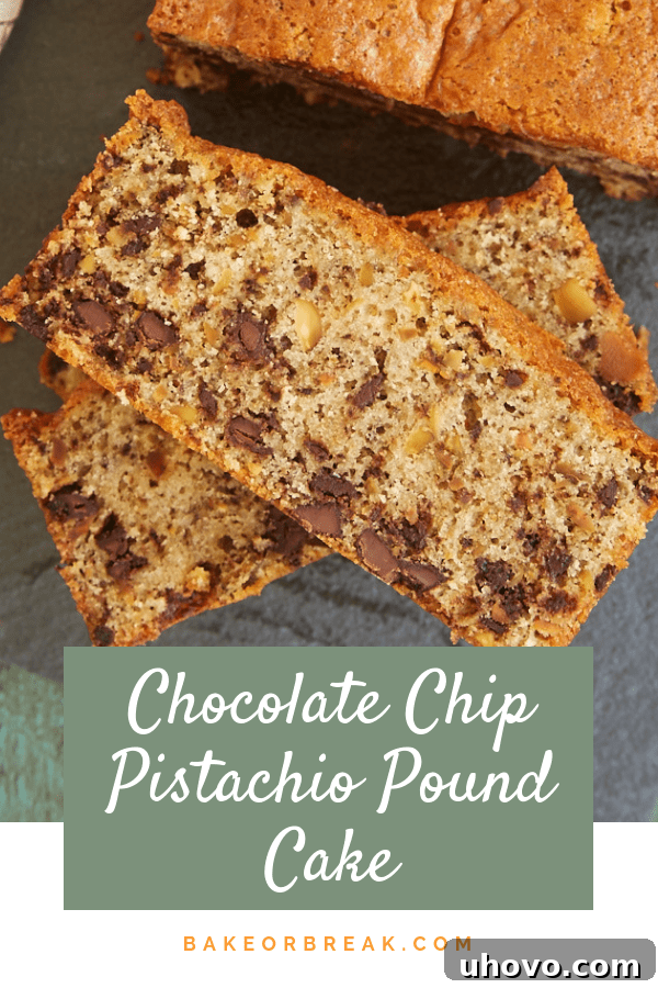 Chocolate Chip Pistachio Pound Cake for easy sharing on Pinterest and social media.