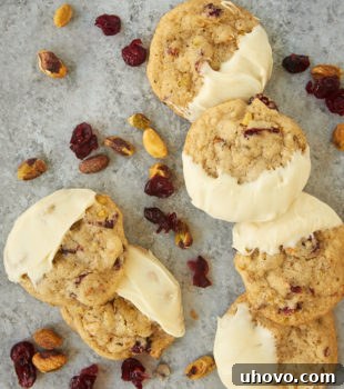 Delicious Cranberry Pistachio Cookies, a perfect blend of sweet, tart, and crunchy.