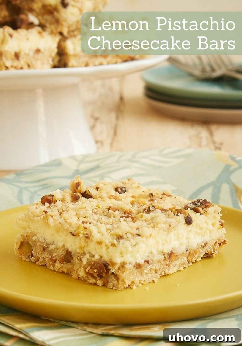 Lemon Pistachio Cheesecake Bars