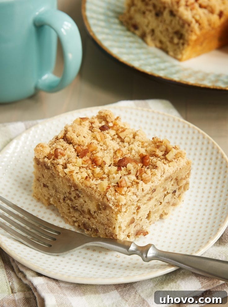 Sweet and simple flavors are the stars in this Brown Sugar Pecan Coffee Cake. - Bake or Break
