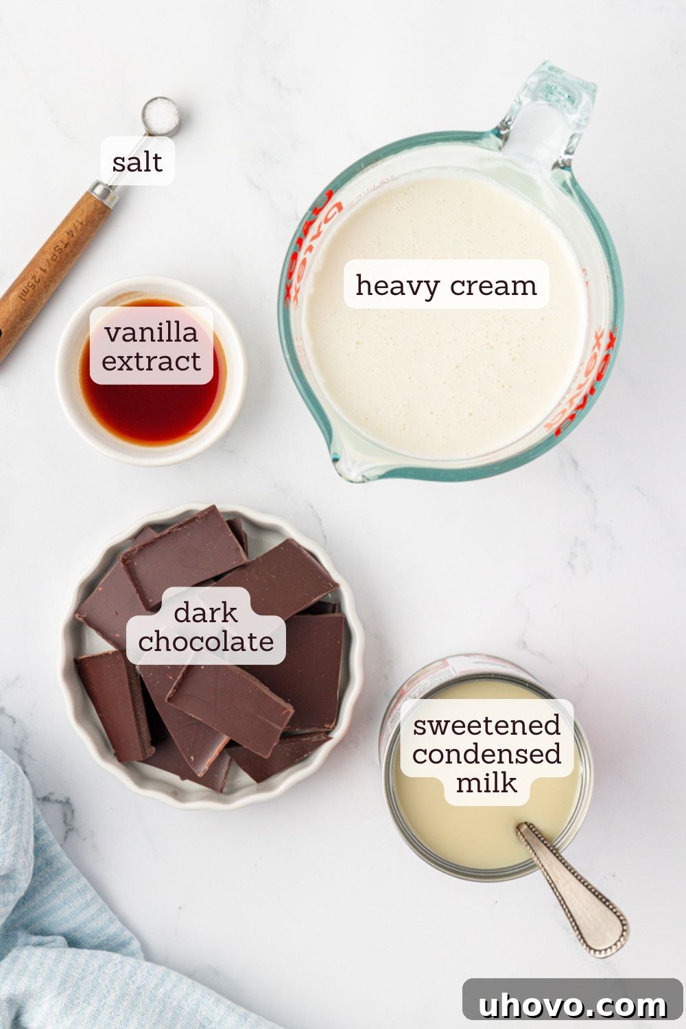 overhead view of ingredients for stracciatella ice cream