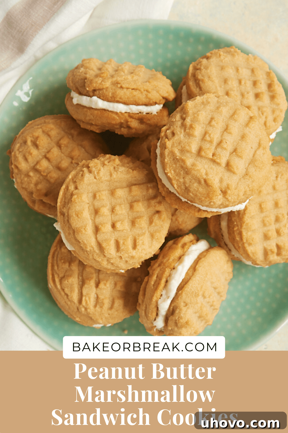 Peanut Butter Marshmallow Sandwich Cookies from bakeorbreak.com, a delicious dessert