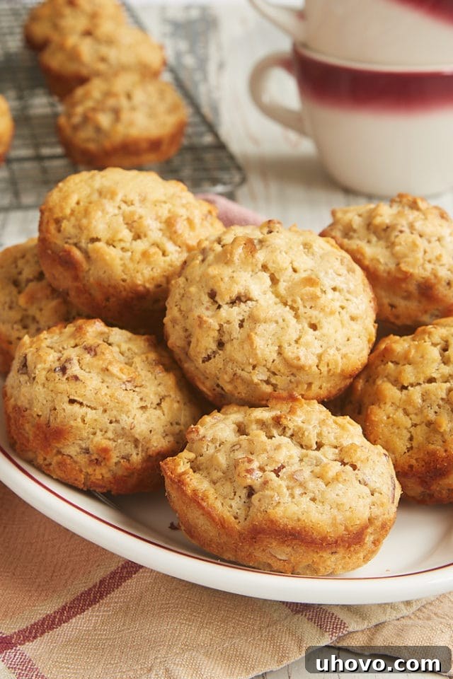 Oat Muffins with Nuts and Seeds served on an oval white plate