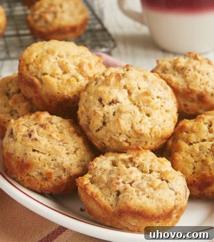 Oat Muffins with Nuts and Seeds served on an oval white plate