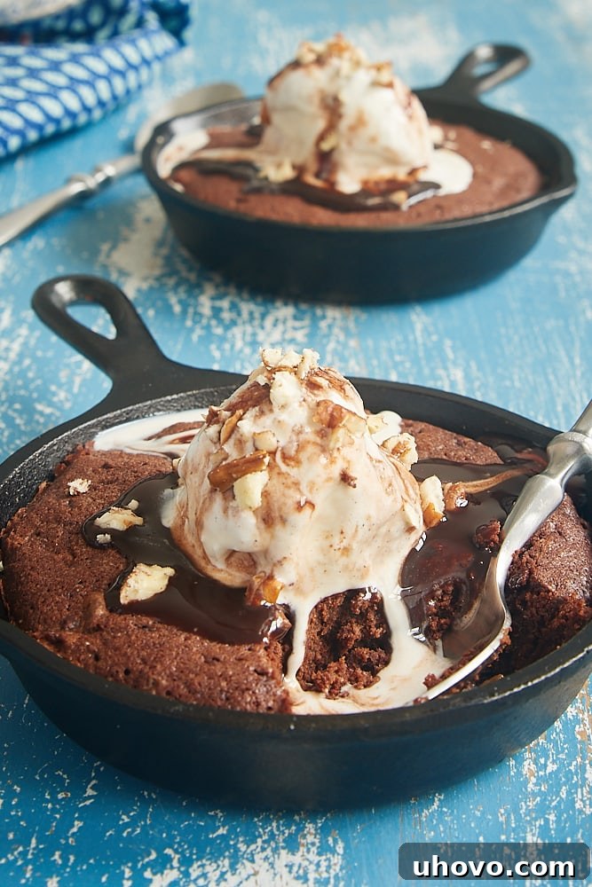 Rich Double Chocolate Skillet Brownies for Two, a delightful dessert