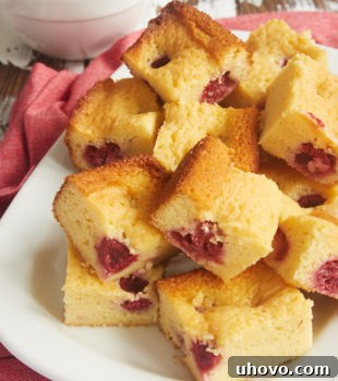 Raspberry White Chocolate Brownies served on a plate