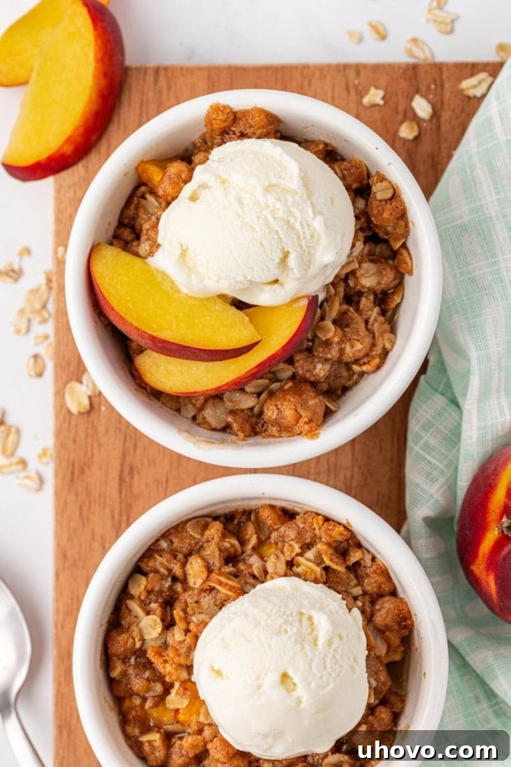 Individual Peach Crisp for Two in small ramekins