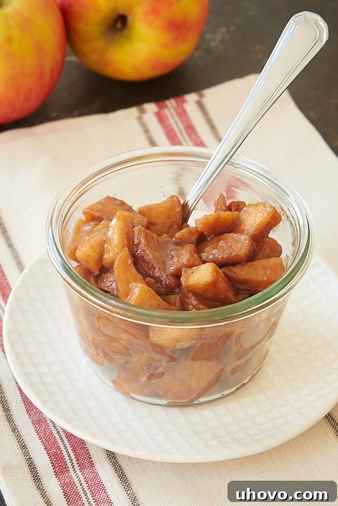 Spiced Apple Compote in a glass container, ready to be enjoyed or stored.