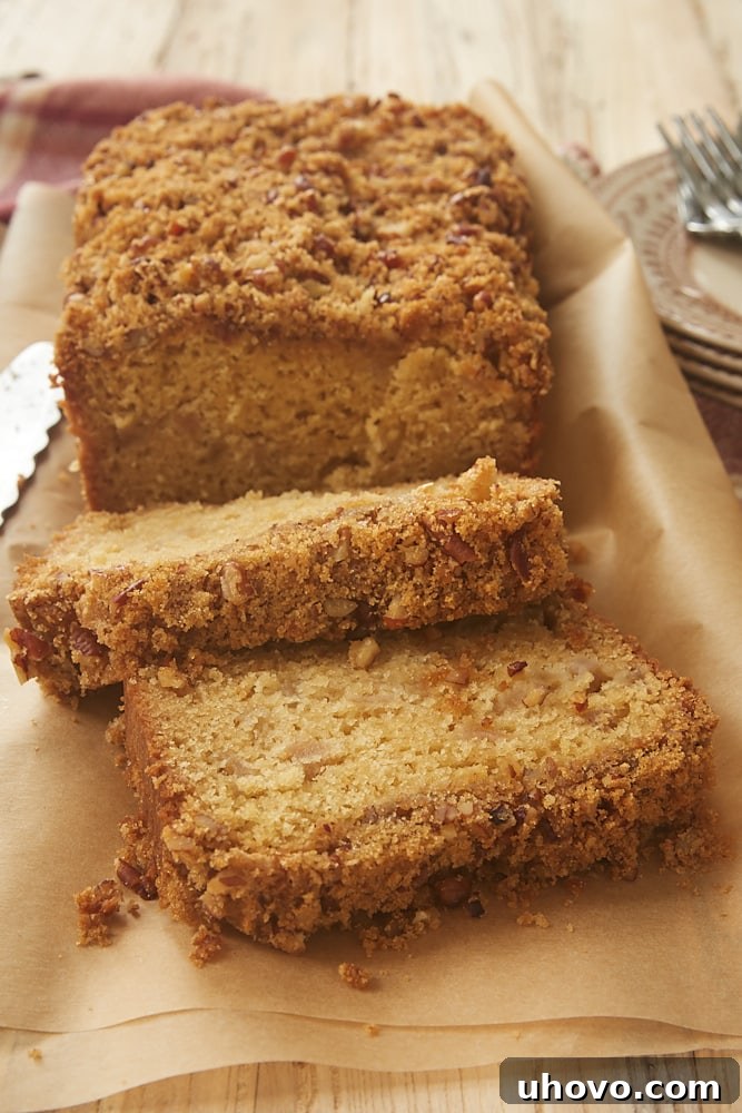 Delicious Ginger Pear Bread loaf, ready to be sliced