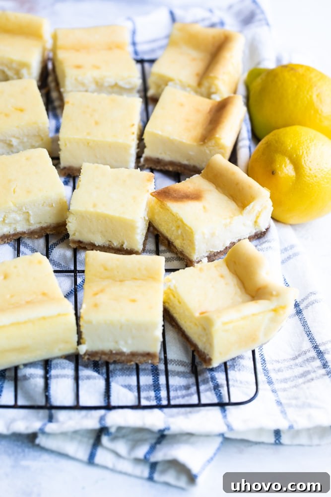 Limoncello Cheesecake Squares with a biscotti crust